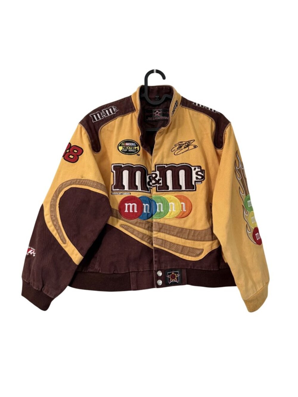 VTG Kyle Busch 38 M&M Nascar Racing Jacket Yellow Brown JH Design Small